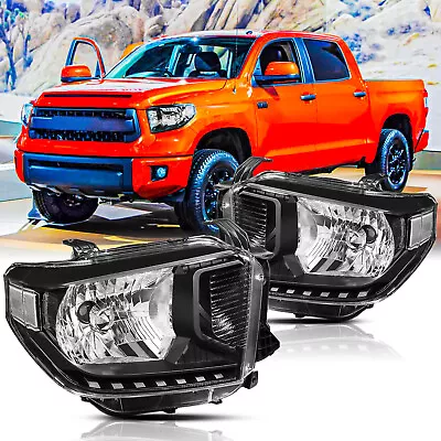 For 2014-2021 Toyota Tundra Headlights Assembly Black W/O LED DRL Left Right • $108.99