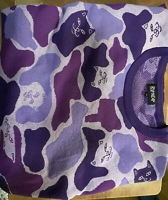 RipnDip Men’s Purple Allover Cat Sweater Size X LARGE WORN 1 TIME • $15