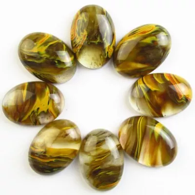 8Pcs 25x18x7mm Volcano Cherry Quartz Oval Cab Cabochon D84372 • $16.37