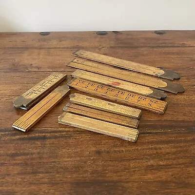 Job Lot 9x Vintage Boxwood Carpentry Rules; Inc Rabone • $43.52