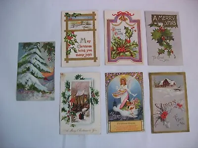 Lot Of 7 Vintage Christmas Postcards Divided Back Germany USA Angel Tree Church • $18.24