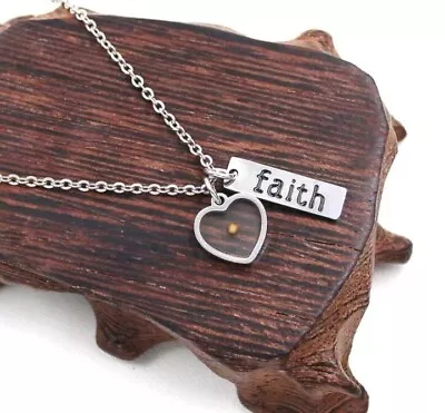 Faith Mustard Seed Heart Pendant Stainless Steel Necklace • $16.50