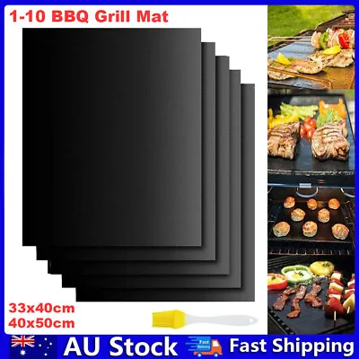 1-10X BBQ Grill Mat Non Stick Cooking Baking Barbecue Teflon Sheet Reusable Pad • $8.89