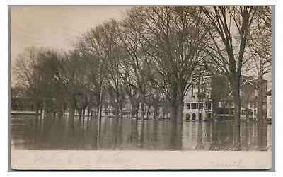 RPPC 1910 Flood Front Street MARIETTA OH Real Photo Postcard 60 • $14.99
