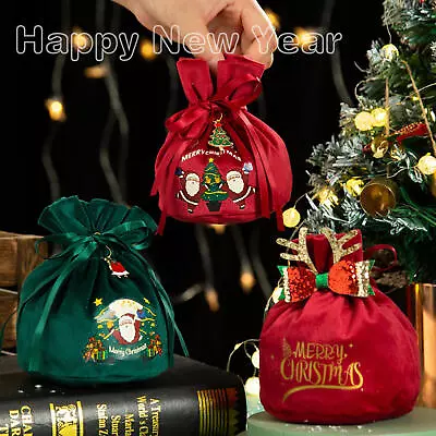 5~20Pcs Christmas Velvet Gift Bags Candy Bag Drawstring Pouch Xmas Packaging Bag • $64.25