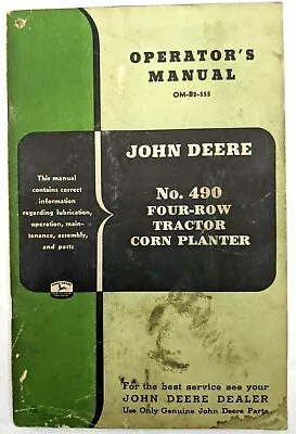 VTG John Deere Operators Manual 490 4-Row Tractor Corn Planter Farm Equipment • $13.02