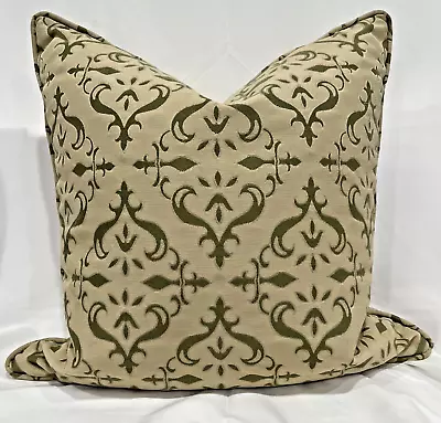 Pottery Barn Embroidered Tan Green  Cover 18x18  W/ Down Insert • $29.95