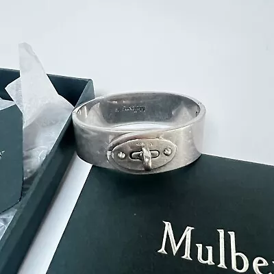 £270 Auth Mulberry Bayswater Silver Metal Bracelet Size M New W Gift Box • £110