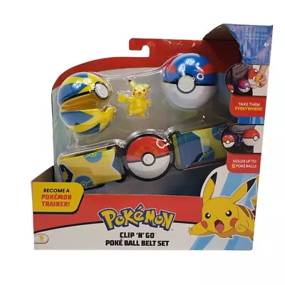$24.69 • Buy Pokemon Pikachu With Quick Ball & Great Ball Clip 'N Go Poke Ball Belt Set *NEW*