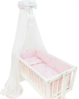 Canopy Holder Pole Bar Drape Mosquito Net With Ribbon CRIB/CRADLE Bunny Pink • £23.99