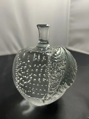 Murano Controlled Bubble Art Glass Apple Crystal Clear Big Vintage Applied • $19.88