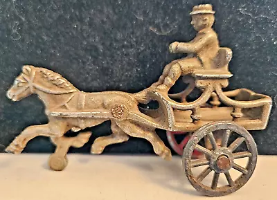 Antique C. 1910 Dent Hardware Cast Iron Toy Small 4  Horse Drawn Wagon • $18.50