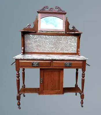 Edwardian Walnut Marble Top Washstand • £275