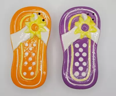 Salt And Pepper Flip Flop Sandals Shakers Purple Orange (tiny Flaw) • £12.27