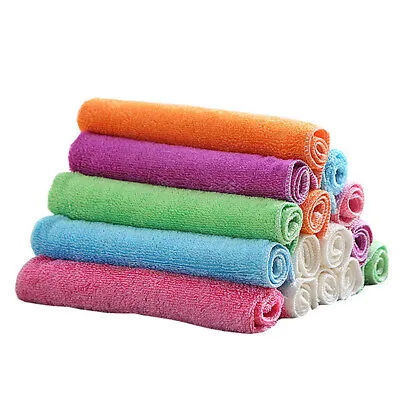 US 12-24 Pack Dish Cloth Bamboo Fiber Washing Towel Kitchen Cleaning Wiping Rags • $11.09