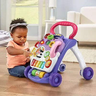 VTech Baby Push Walker Toddler Interactive Learning Toy Sit-to-Stand Lavender • $39.19