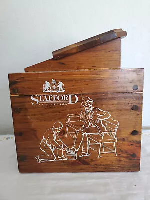 Vintage STAFFORD Wooden Shoe Shine Box W/Foot Rest & Contents W/Orig Tag • $13