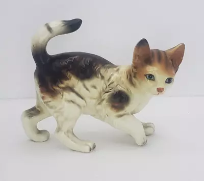 Vintage Enesco Cat Kitten Calico Blue Eyes Porcelain Figurine 5 In Tall 1972 • $14.99