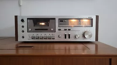 Beautiful Vintage Aiwa Ad-6350u Cassette Silver Face Wood Cab Player Record Deck • $24.99