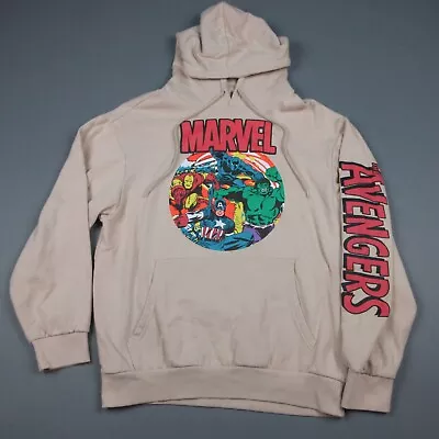 Marvel The Avengers Sweater Mens Large Beige Hoodie Sweatshirt Comic Graphic • $19.99
