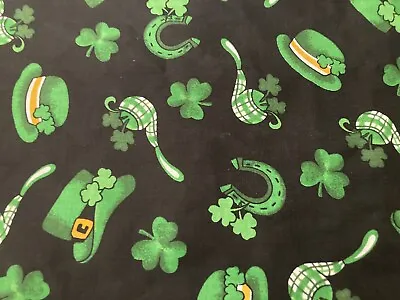 Irish Spirit St. Patricks Emerald Hats Pipes Shamrocks Springs Fabric 42 X 2 Yds • $8.99