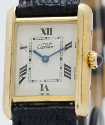 Must De Cartier Tank Monogram Dial 18K Gold Vermeil / 925 Silver Quartz Watch • $2499