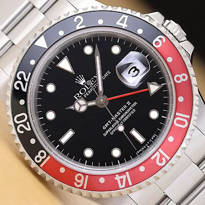 $17964.87 • Buy Rolex Mens Gmt Master Ii 16710 Coke Black Red 40mm Stainless Steel Date Watch