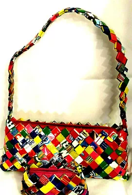 Novelty Purse Handbag & Coin Change Purse Made From Mexican Candy Gum Wrappers • $15.29