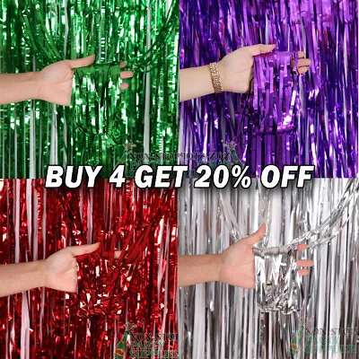 £1.49 • Buy 2m-3m Foil Fringe Tinsel Shimmer Curtain Door Wedding Birthday Party Decorations