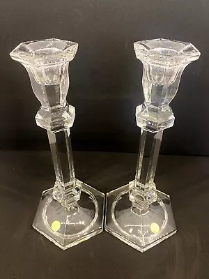 Vintage Pair BOHEMIA Czechoslovakia 24%+ Lead Crystal 9  Candlestick Holders • $35