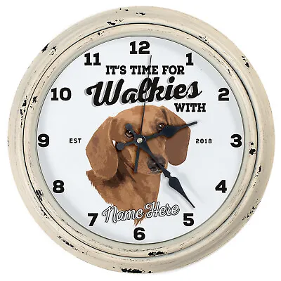 Personalised Kitchen Clock Dachshund Name Round Wall Hanging Dog Home Gift DC16 • £22.95