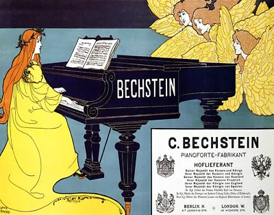 Poster Bechstein Piano Player Angel Song Music Musician Vintage Repro Free S/h • $14.95