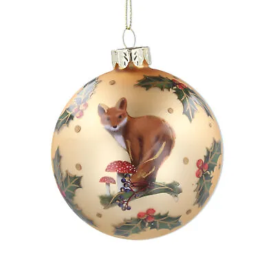 £7.99 • Buy Gisela Graham Gold Fox Bauble With Holly Christmas Decoration - Traditional