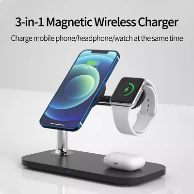 3 In 1 15W Magnetic Wireless Charger Holder Pad For Magsafe IPhone  Apple Watch • $55.99