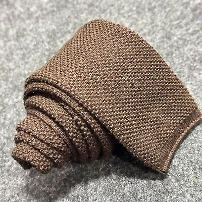 Vintage Brown Wool Knit Square Tip  Men’s Tie Made In West Germany • $8.49