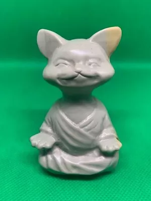 Whimsical Grey Meditating Cat Figurine Statue Yoga Collectible -Stone -Crystal- • $16