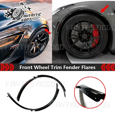 For Corvette C7 2014-19 Pair Gloss Black Front Wheel Trim Fender Flare Extension • $138.99