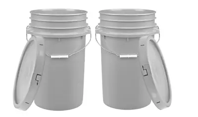 7 Gallon Food Grade Bucket Pail BPA Free With Lids Pails Gray (Pack Of 2) • $63.97