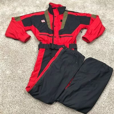 VTG Obermeyer Snowsuit Mens Medium Red One Piece Bib Retro Belted Coveralls 80s • $87.10