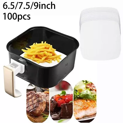 High Temperature Resistance Air Fryer Liner 100Pcs Nonstick Square Paper Oven • £17.59