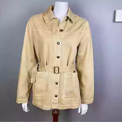 Zara Jacket Small Khaki Denim Barn Belted Safari Cotton • $78