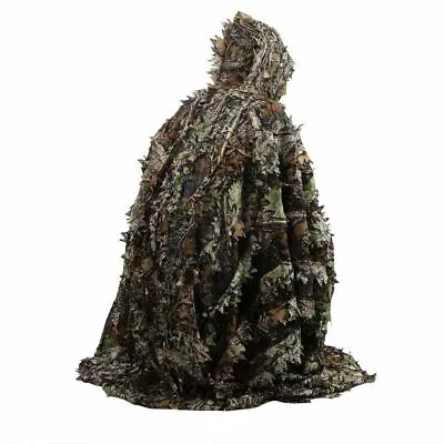 £18.99 • Buy Men Tactical 3D Leaf Woodland Cloak Ghillie Suit Outdor War Game Airsoft Poncho