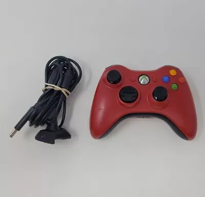 OEM Official Microsoft Xbox 360 Red Wireless Controller W/ Rechargeable & Cable  • $44.99