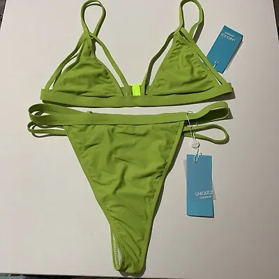 New Unique 21 Ladies Green Bikini Swimwear Set Size 12/14 • £15