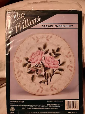 Elsa Williams Crewel Embroidery Kit - Circle Rose Pillow - Opened • $6.50