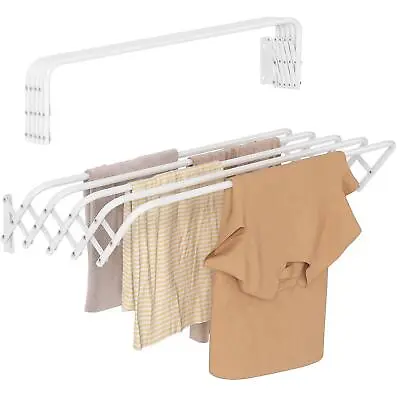 Wall Mounted Drying Rack Clothes Airer Towel Laundry Extendable Folding Dryer • £19.99