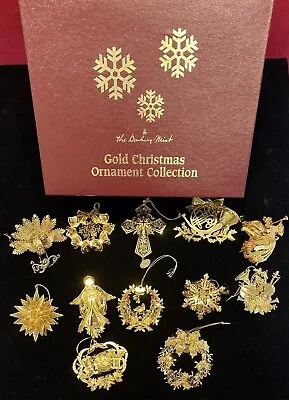 12 Piece Lot Of Danbury Mint Gold 3D Christmas Ornaments With Box VARIOUS YEARS • $74.99