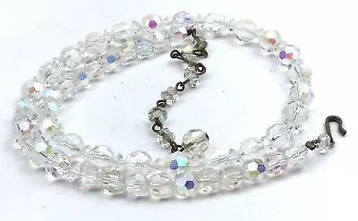 Vintage Necklace Austrian Crystal Aurora Borealis Glass Choker NO OFFERS AB 222 • $10