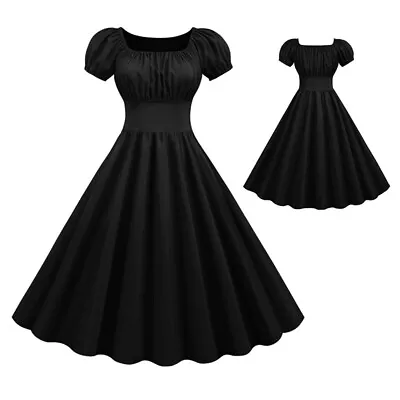 Women Ladies Retro 50s  60s Rockabilly Dress Evening Party Swing Midi Dress UK • £6.64