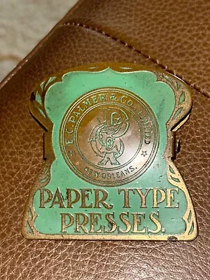 Old Brass Palmer & Co. Paper Type Presses New Orleans LA Paper Memo Holder Rare • $99.95